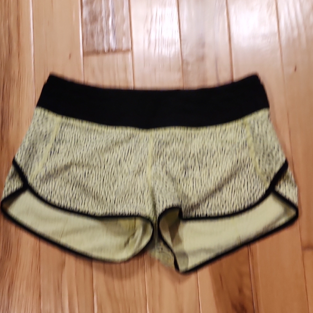 Women's Black and Yellow Athletic Shorts